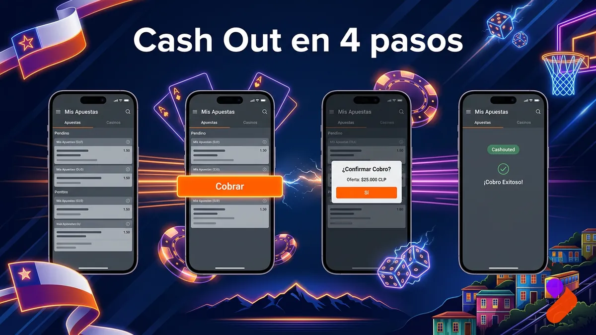 Los cuatro pasos para hacer Cash Out en Tonybet Chile: Mis Apuestas, Cobrar, confirmar y Cashouted