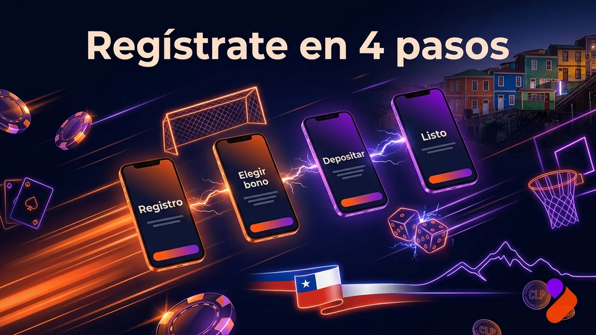 Pasos para registrarte y activar el bono de Tonybet Chile en cuatro pantallas de teléfono conectadas