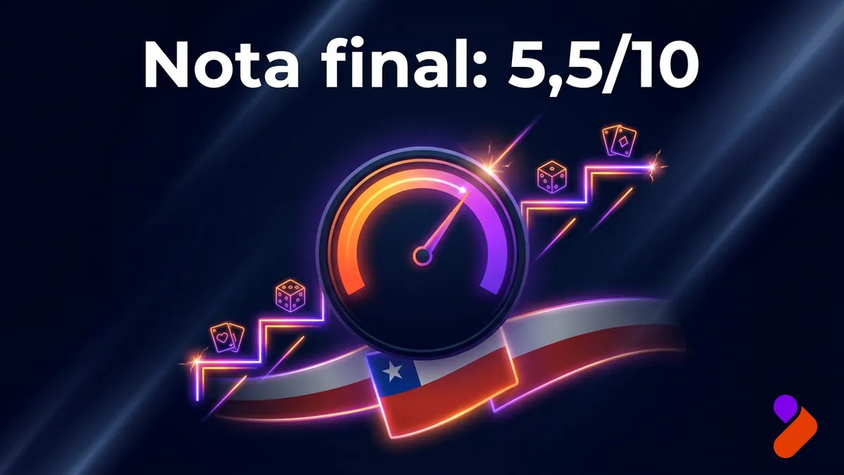 Medidor de calificación con pasos ascendentes en tonos naranja y morado, cómo se calcula la nota final de Tonybet en Chile