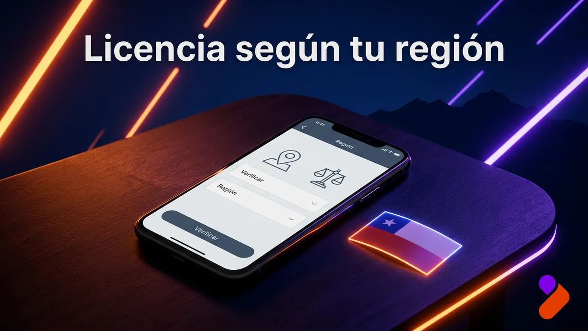 Telefono con icono de balanza y bandera de Chile que representa que la licencia aplicable depende de la region de acceso en TonyBet