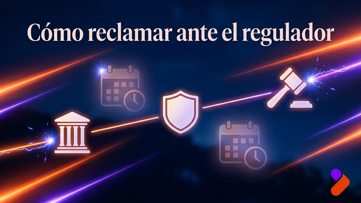 Linea de tiempo con iconos institucionales genericos que ilustra los pasos para reclamar ante el regulador si TonyBet no responde
