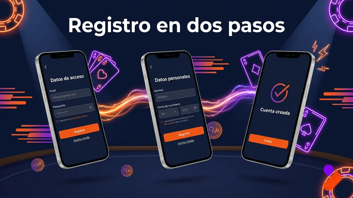 Pasos del formulario de registro en Tonybet Chile: datos de acceso y datos personales